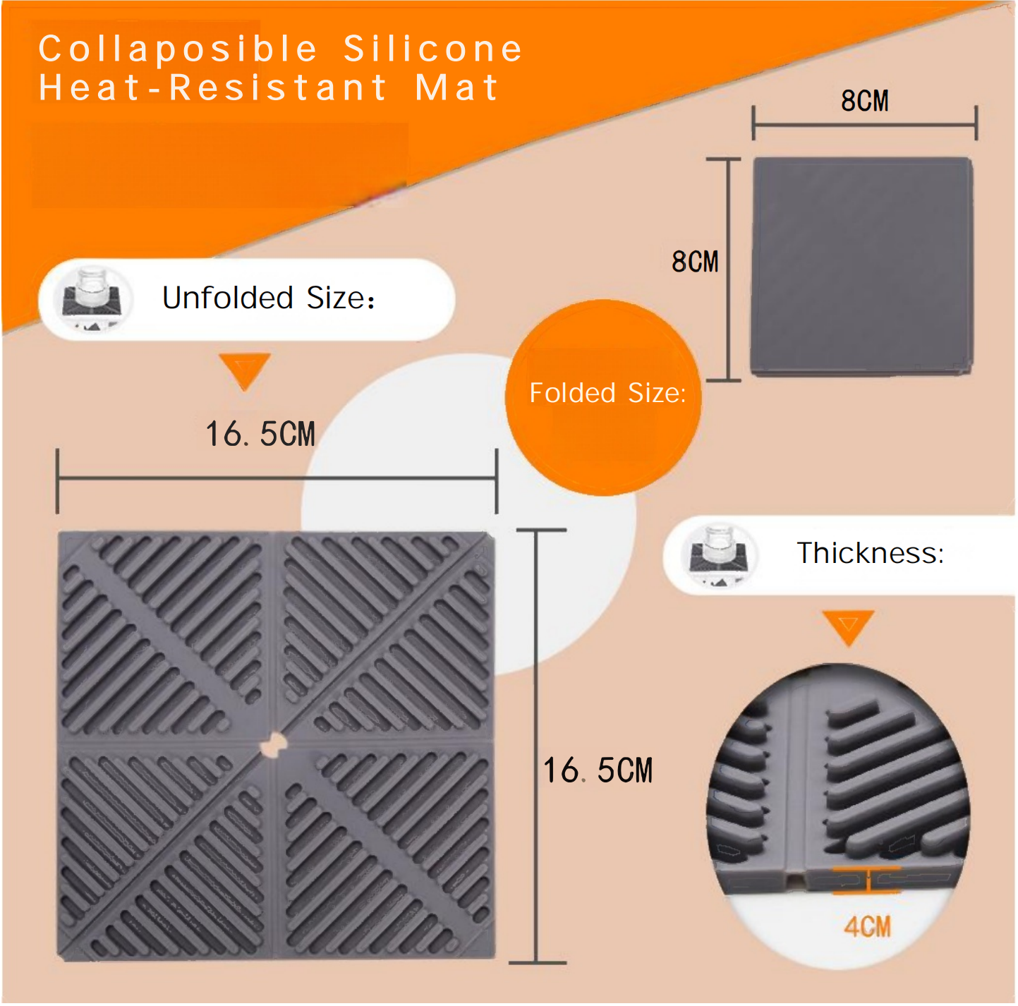 Collaposible Heat-Resistant Silicone Mat